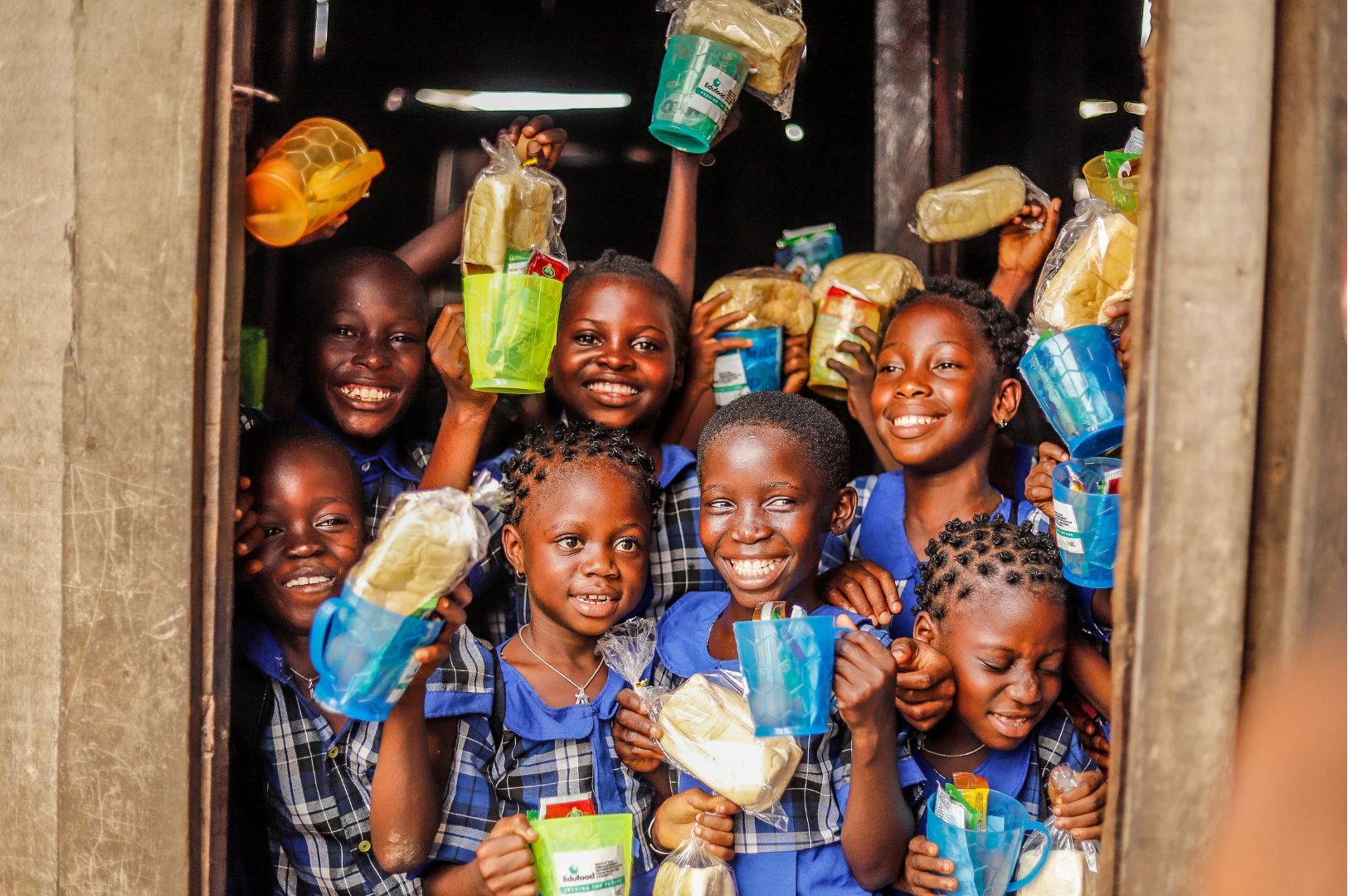 Volunteers distributing food relief in the community