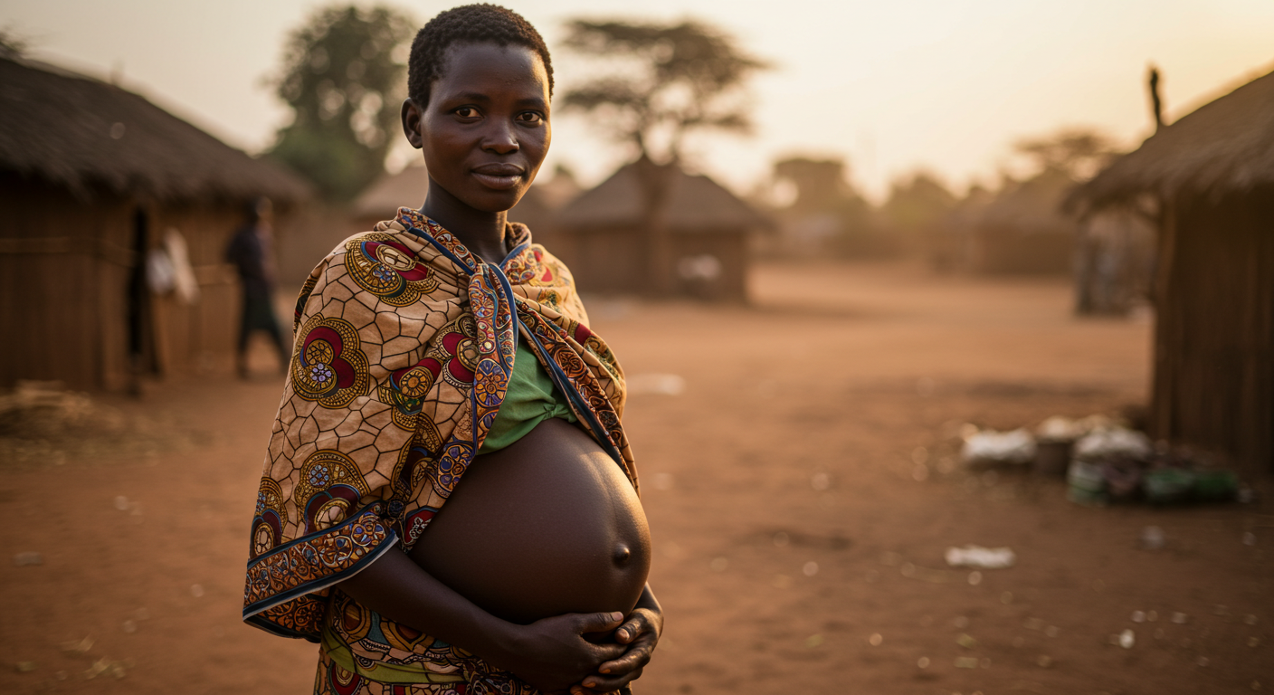 Expectant mothers receiving healthcare guidance and prenatal packs